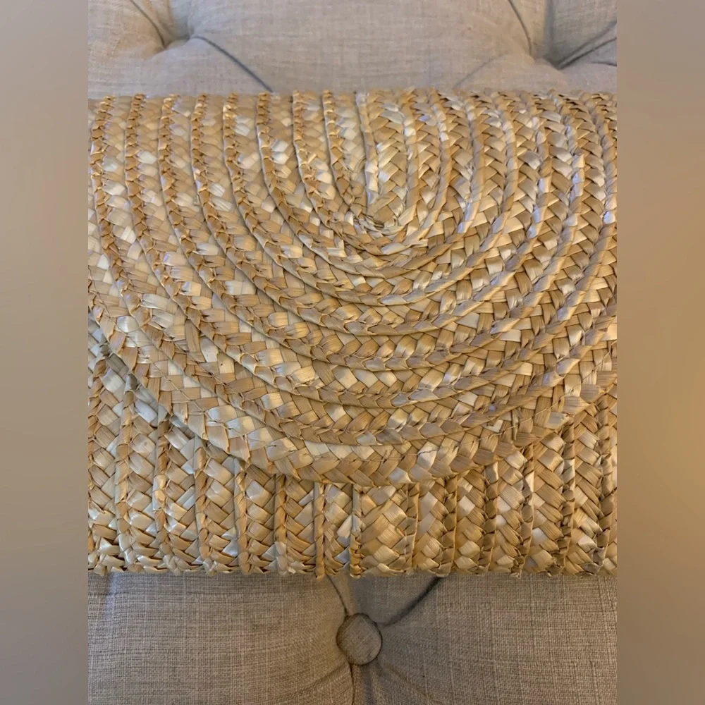 EWC Woven Straw Clutch Crossbody Bag Boho Summer Beach Neutral NWOT